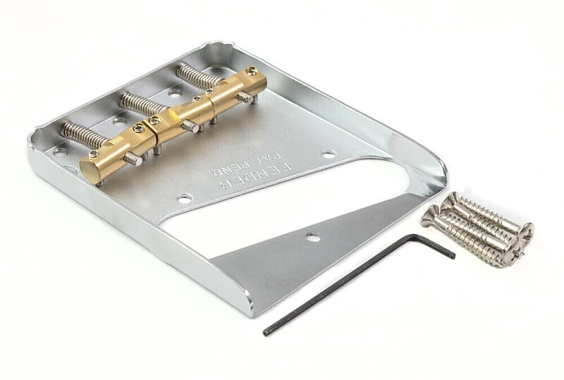 

Оригинальный бридж Fender Telecaster с компенсированными/ступенчатыми седлами-Tele Telecaster Bridge