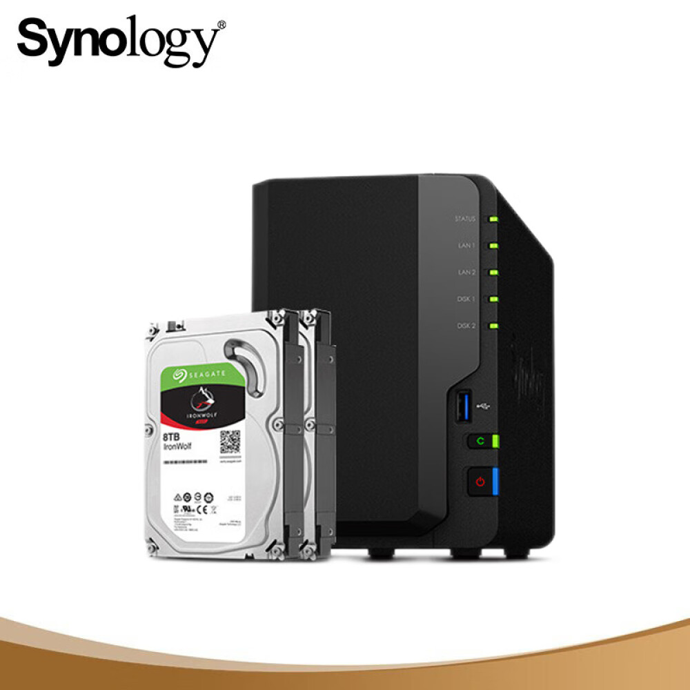 Сетевое хранилище Synology DS220+ с 2 отсеками с Seagate IronWolf ST8000VN004 емкостью 8 ТБ сетевое хранилище synology ds220