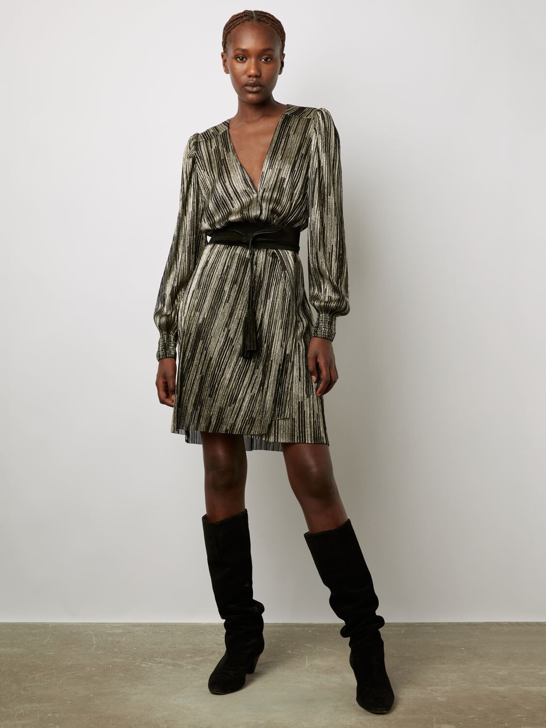 

Платье Gerard Darel Justin в металлическую полоску, золото