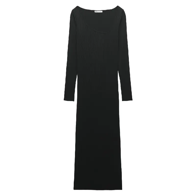 

Платье Zara Asymmetric Ribbed, черный