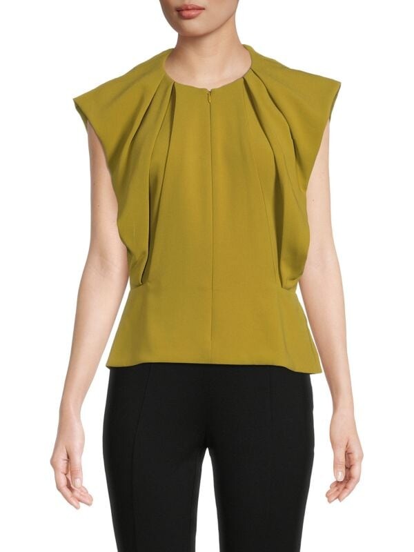 

Креповый топ свободного кроя Proenza Schouler со складками, chartreuse
