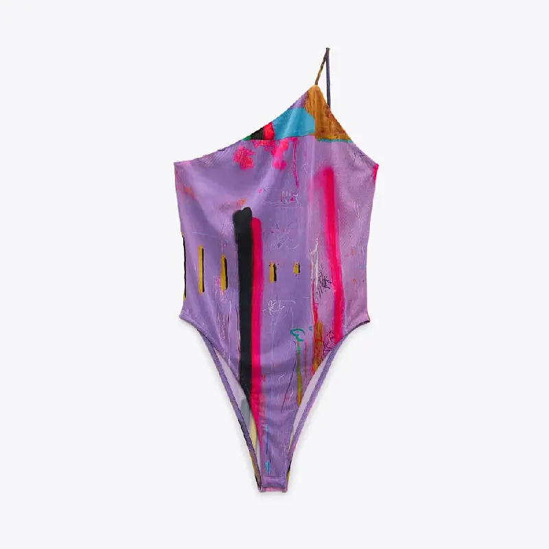 

Боди Zara David Pher Print Asymmetric, фиолетовый