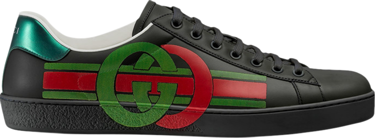 Кроссовки Gucci GG Ace Black Green Red, черный - фото