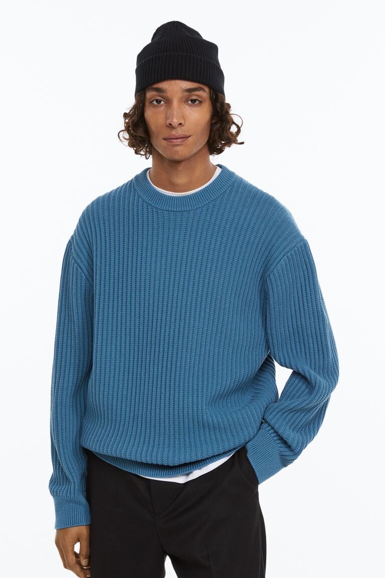 

Джемпер свободного кроя в рубчик H&M, синий