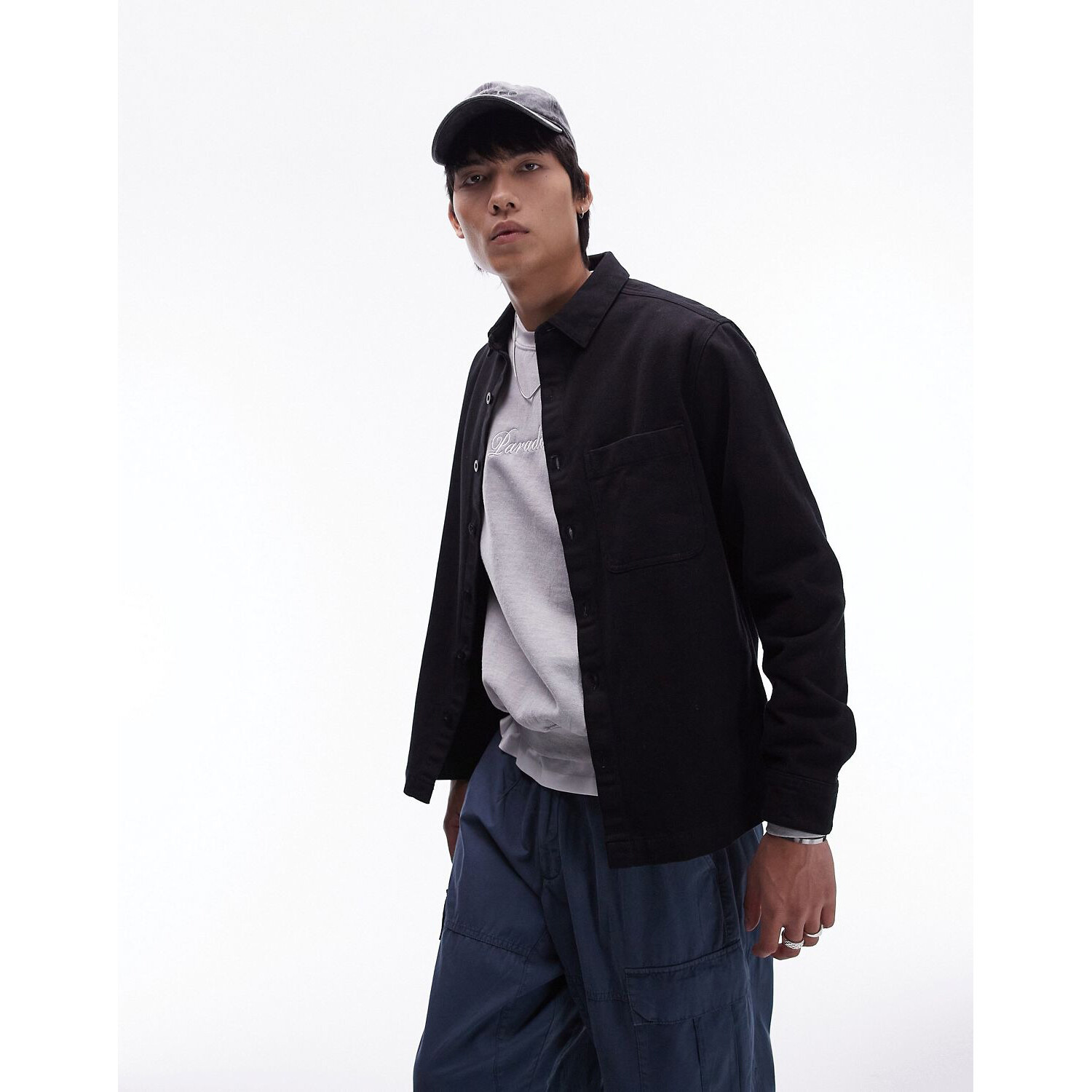 

Рубашка Topman Long Sleeve Button Through Twill, черный