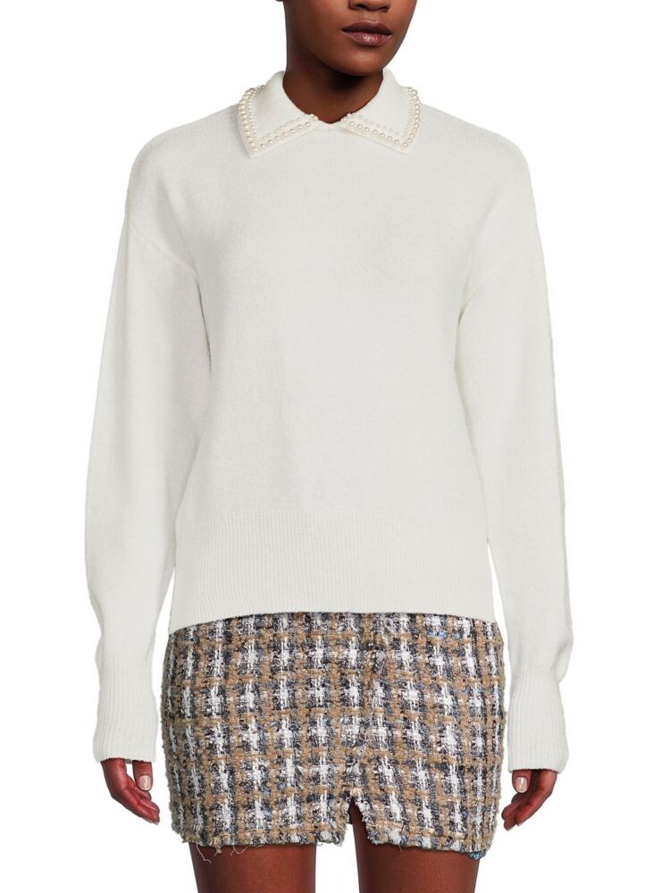 

Свитер с воротником из искусственного жемчуга Design 365, цвет Winter White