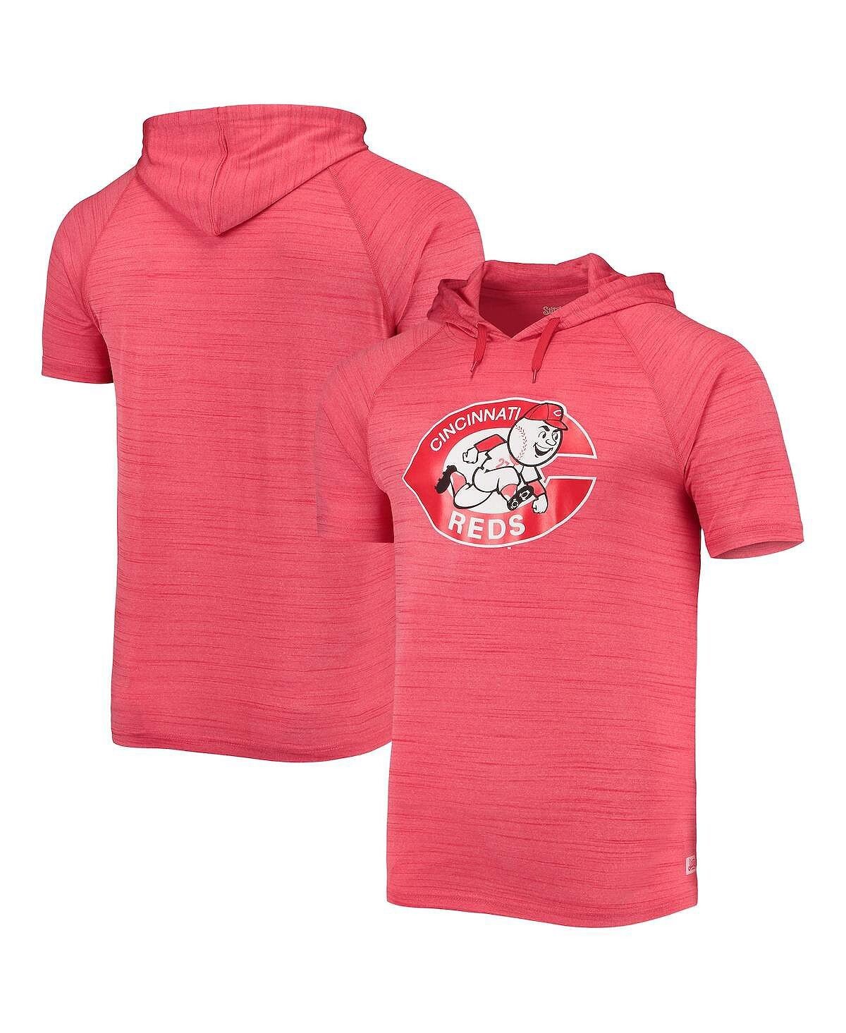 

Мужская красная футболка с капюшоном cincinnati reds raglan Stitches, красный