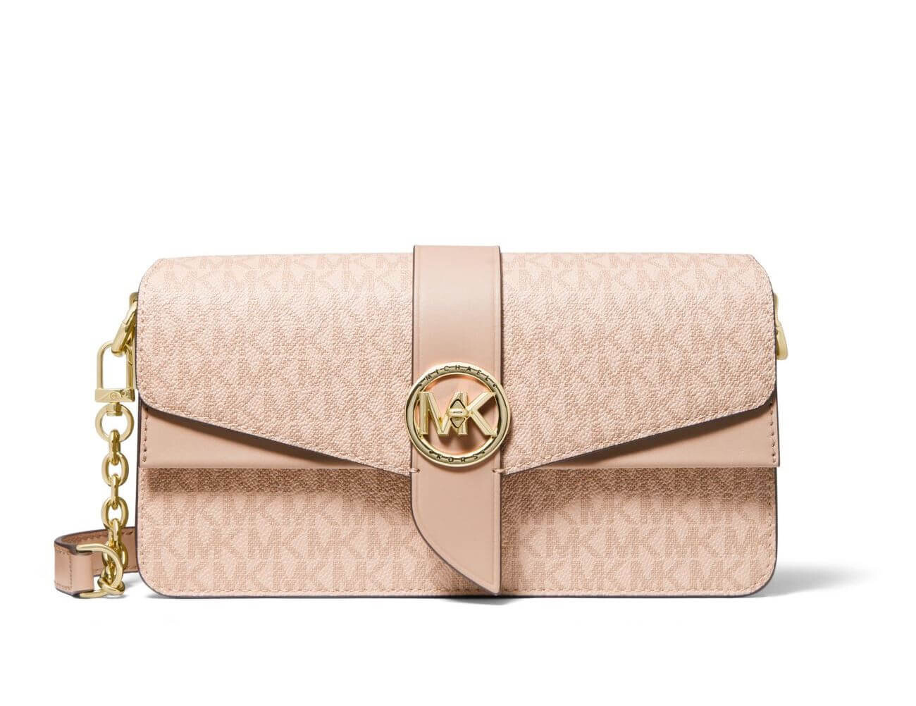 

Сумка Michael Michael Kors Greenwich Medium Logo Shoulder, светло-розовый