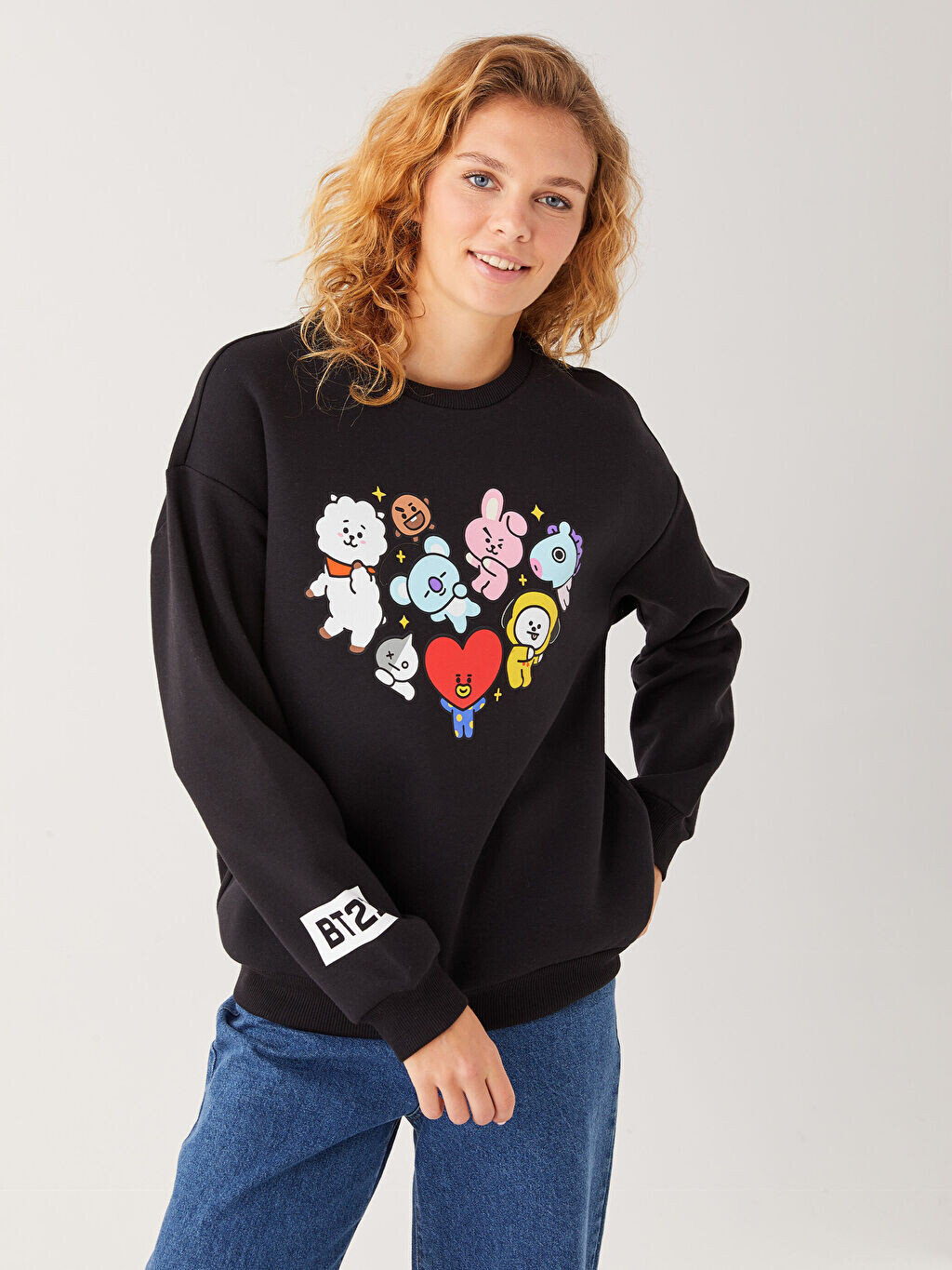 

Женская толстовка с длинным рукавом с круглым вырезом BT21 с принтом Xside