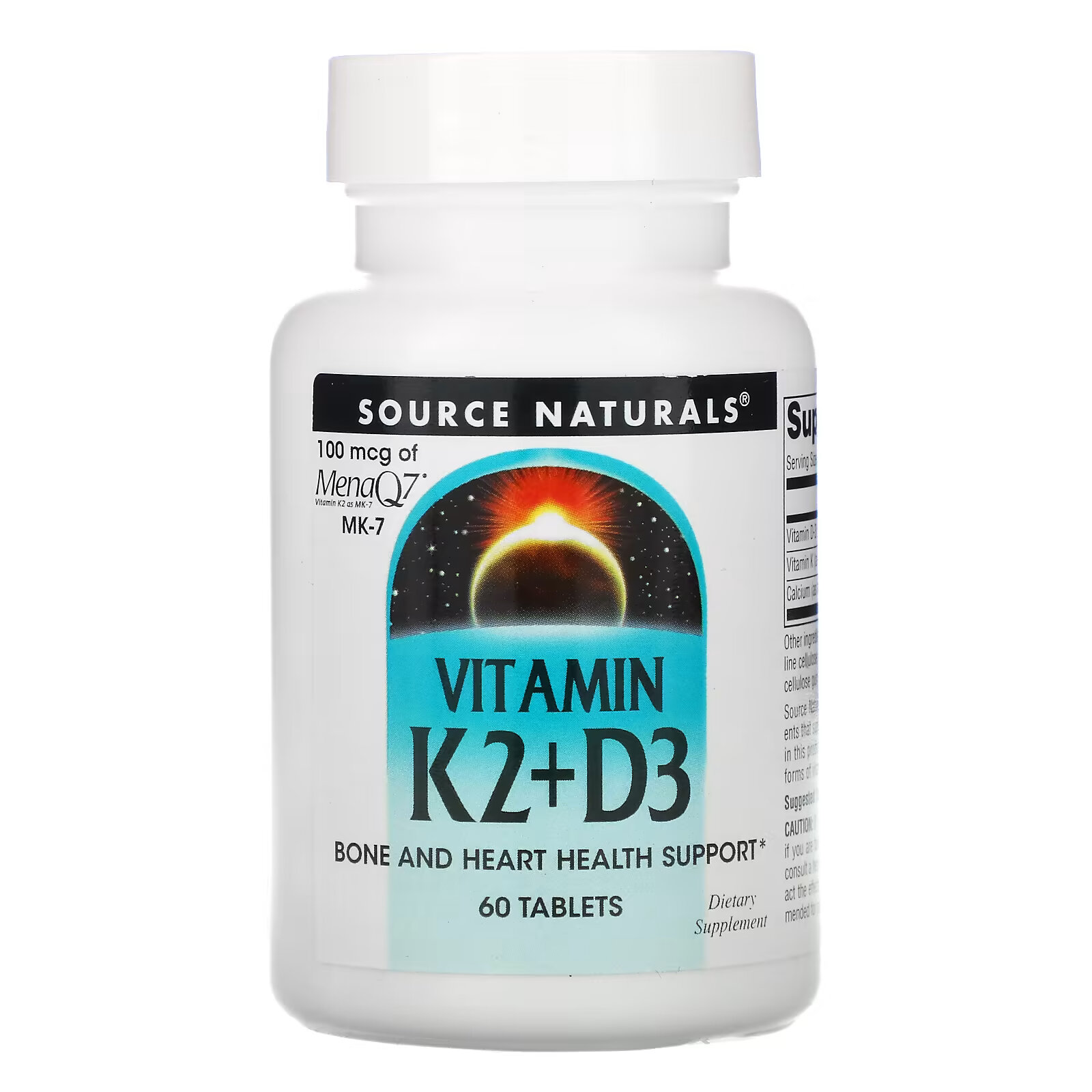Source Naturals, витамин K2 и D3, 60 таблеток коферментированный витамин в 1 source naturals 60 таблеток