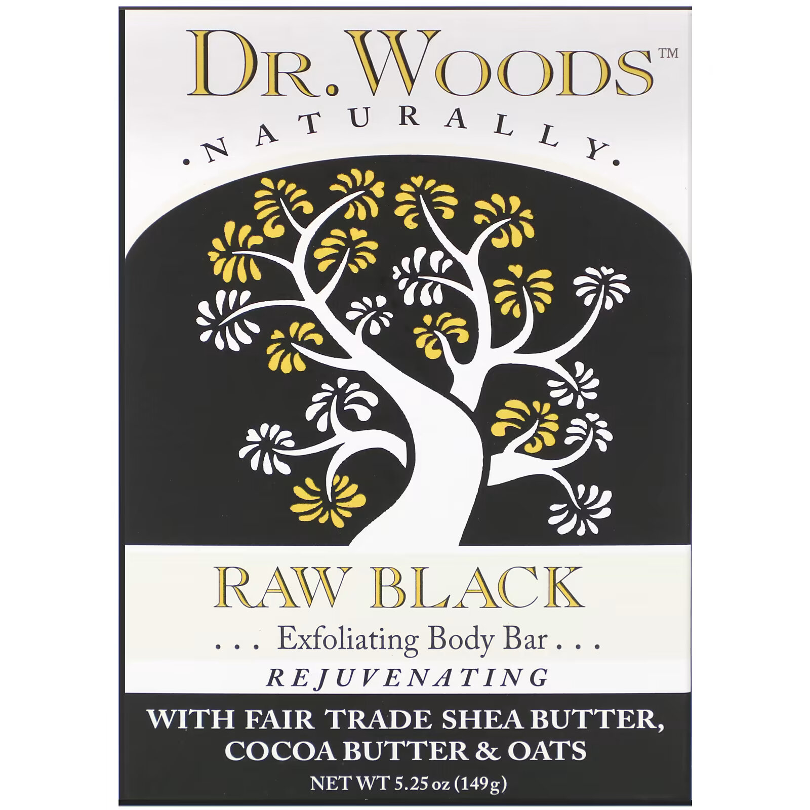 Dr. Woods, Сырое черное мыло для тела, 149 г (5,25 унции) dr woods брусковое мыло кокосовое молоко 149 г 5 25 унции