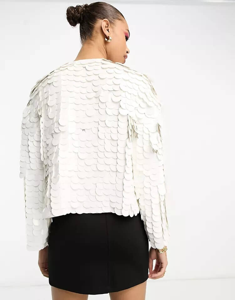 

Белая праздничная куртка с пайетками ASOS DESIGN, белый