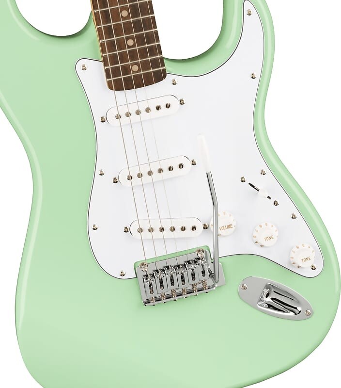 

Squier FSR Affinity Series Stratocaster Guitar Laurel Fingerboard, White Pickguard, Surf Green