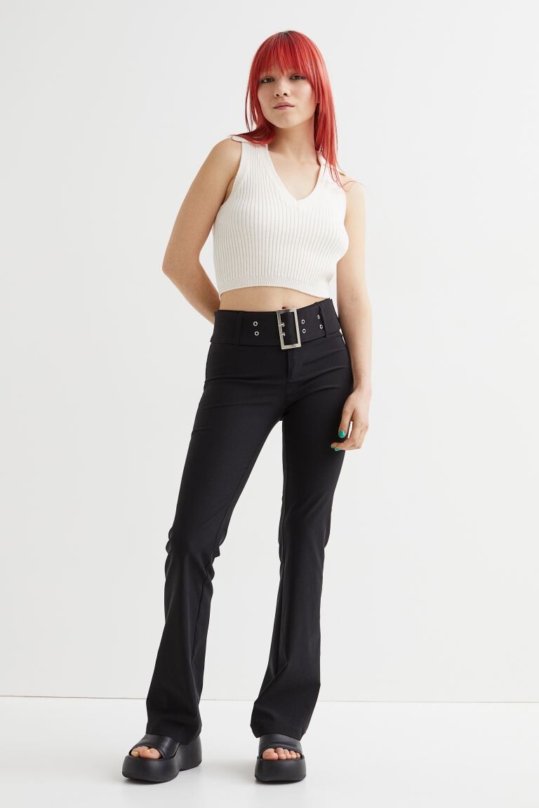 

Расклешенные брюки с поясом H&M, черный