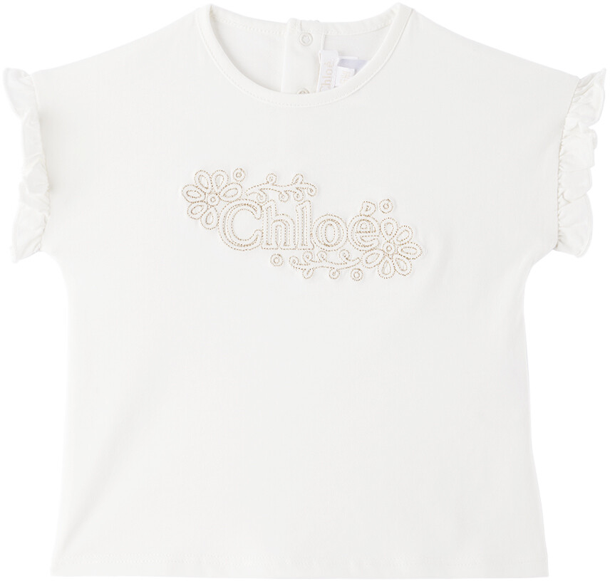 

Детская белая футболка с вышивкой Chloé