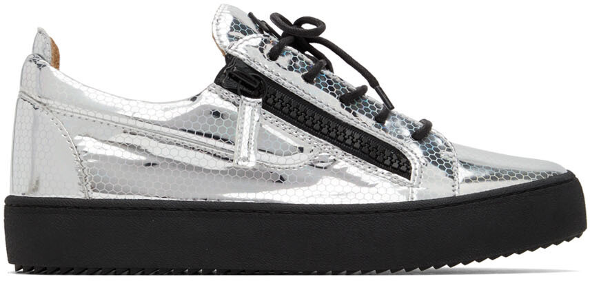 

Серебряные кроссовки с рисунком Giuseppe Zanotti