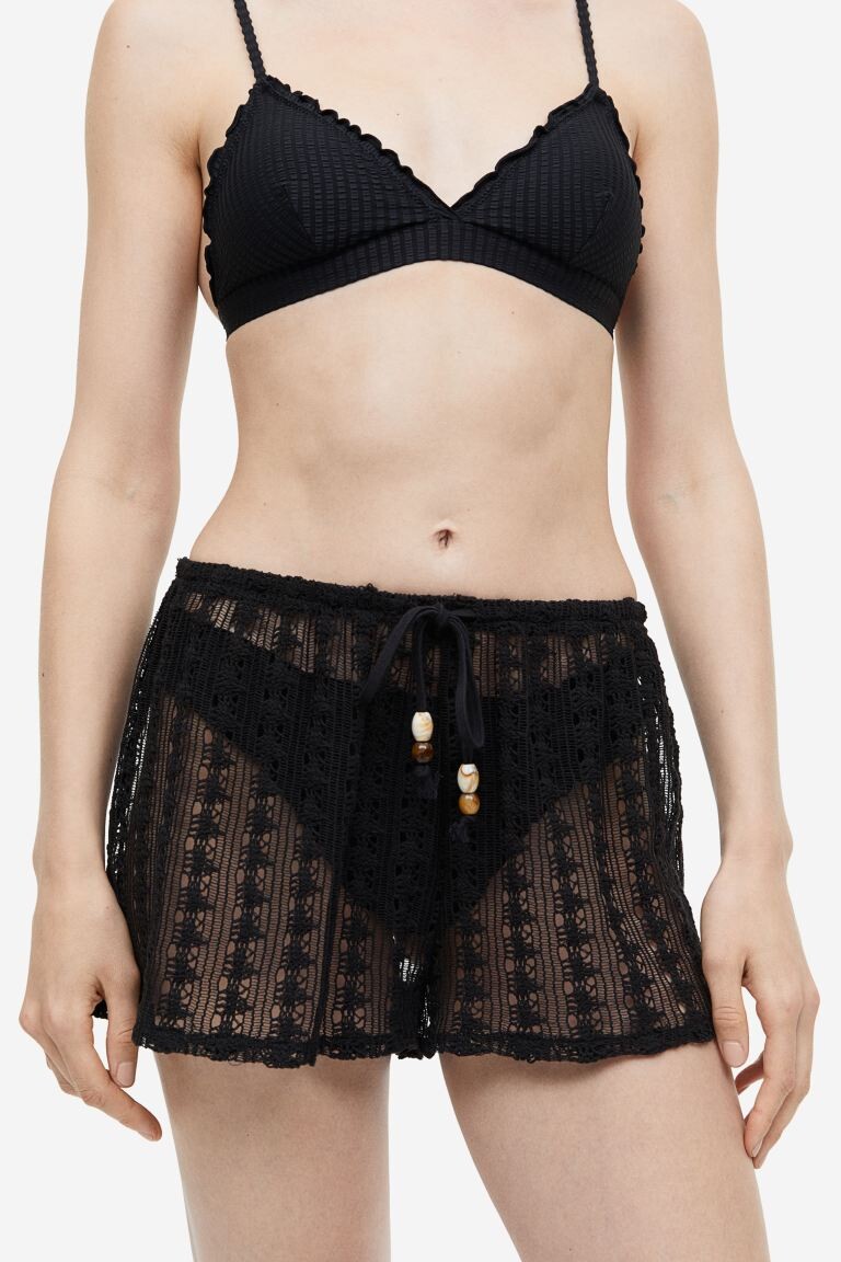 

Вязаные крючком пляжные шорты H&M, черный