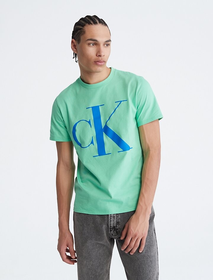 

Футболка с монограммой Calvin Klein, лайм