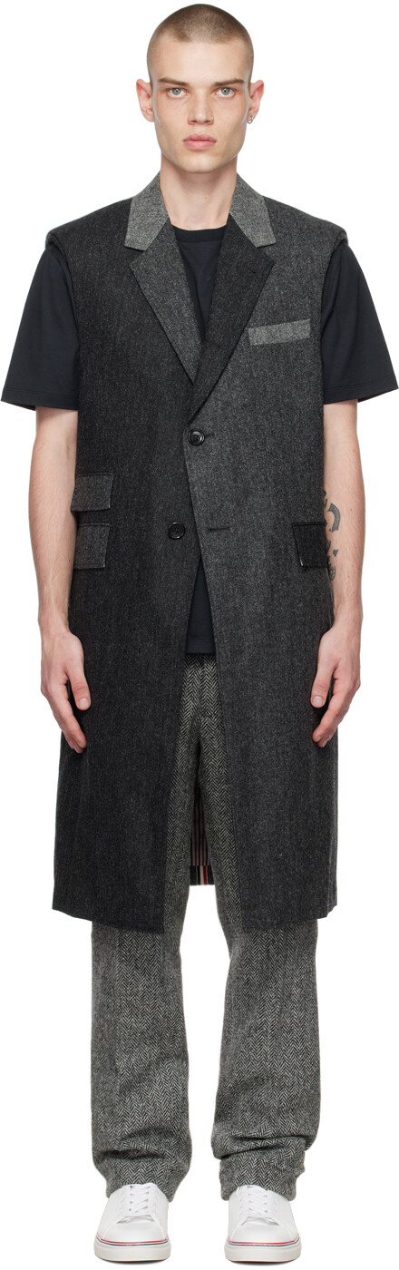 

Серый жилет со вставками Thom Browne