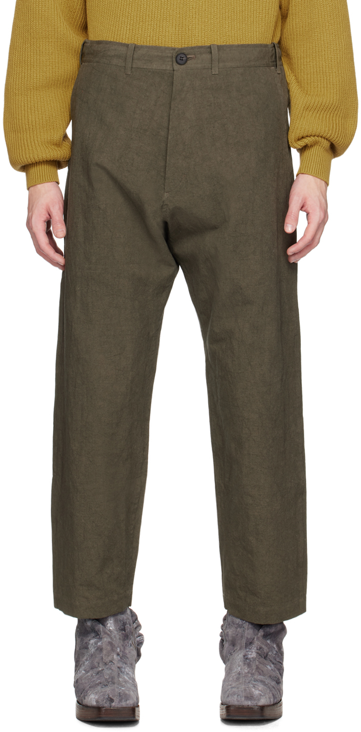 цена Эластичные брюки цвета хаки O-Project Jan-Jan Van Essche