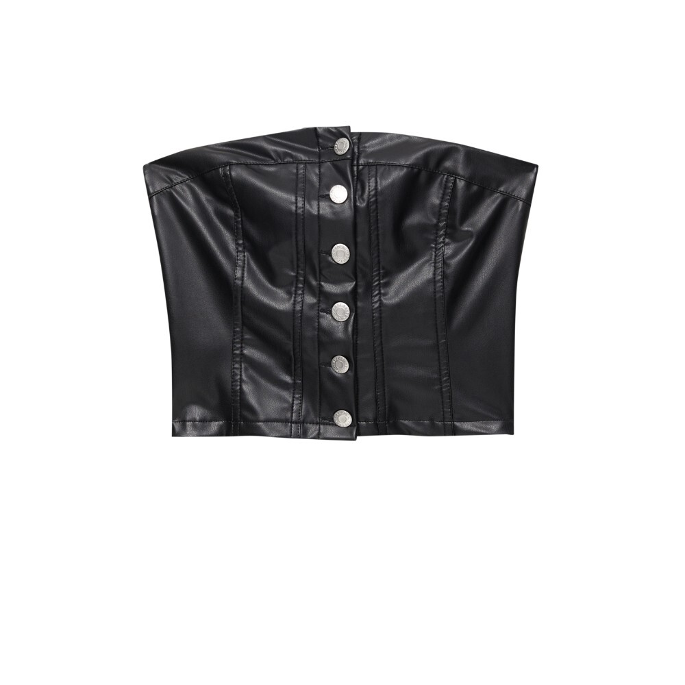 

Топ Pull&Bear Leather Effect Bandeau, черный