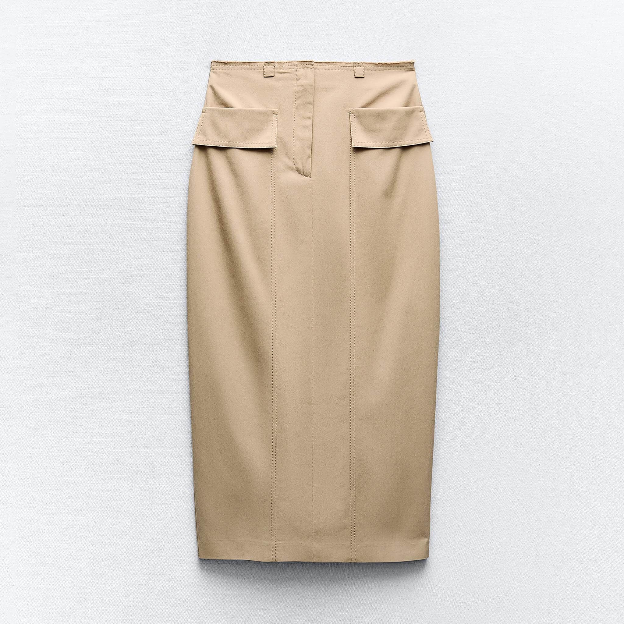 Юбка Zara Midi Pencil With Topstitching, светло-коричневый юбка zara sequinned midi pencil серый
