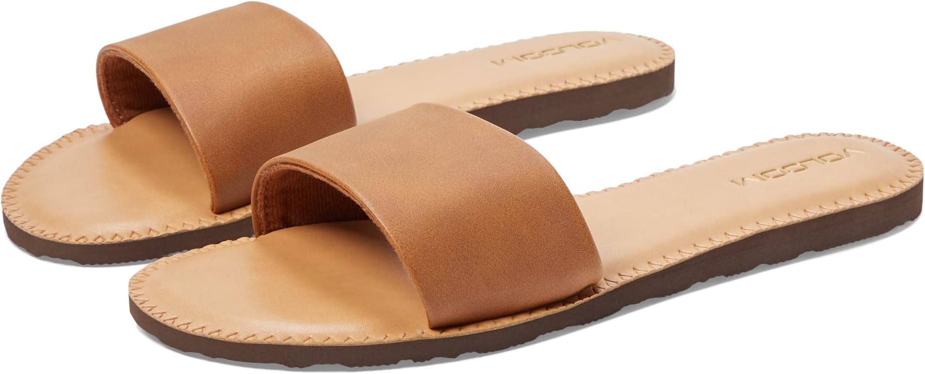 Сандалии на плоской подошве Simple Slide Sandals Volcom, цвет Tan 1