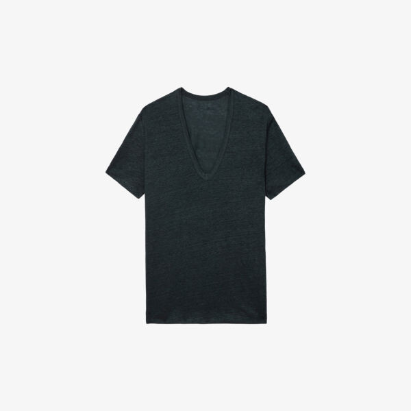 

Футболка wassa из смесового льна с v-образным вырезом и короткими рукавами Zadig&Voltaire, цвет nori