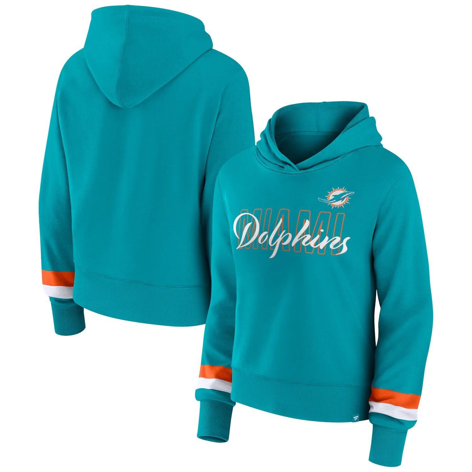 

Женский пуловер с капюшоном Fanatics с логотипом Aqua Miami Dolphins Fanatics