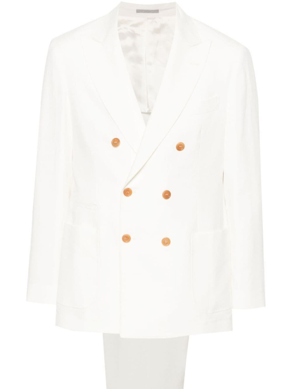

Brunello Cucinelli льняной костюм с двубортным пиджаком, белый