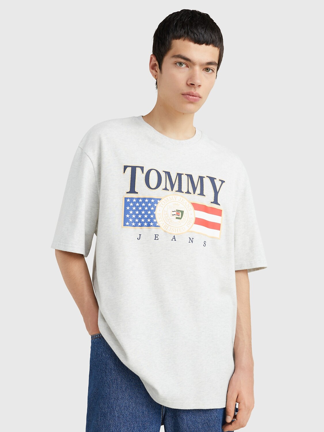 

Футболка tommy flag skater Tommy Hilfiger, серебристо-серый вереск