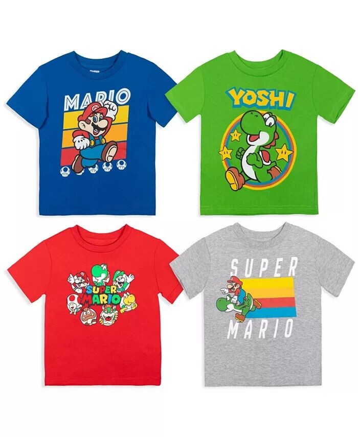 

Комплект футболок с рисунком Nintendo 4 для малышей, Дети Мальчики Super Mario, синий