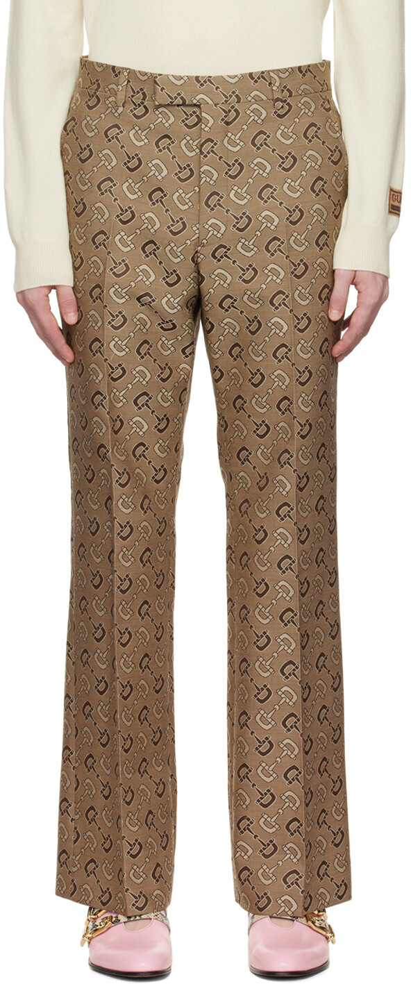 

Коричневые брюки макси Horsebit Gucci, Коричневый