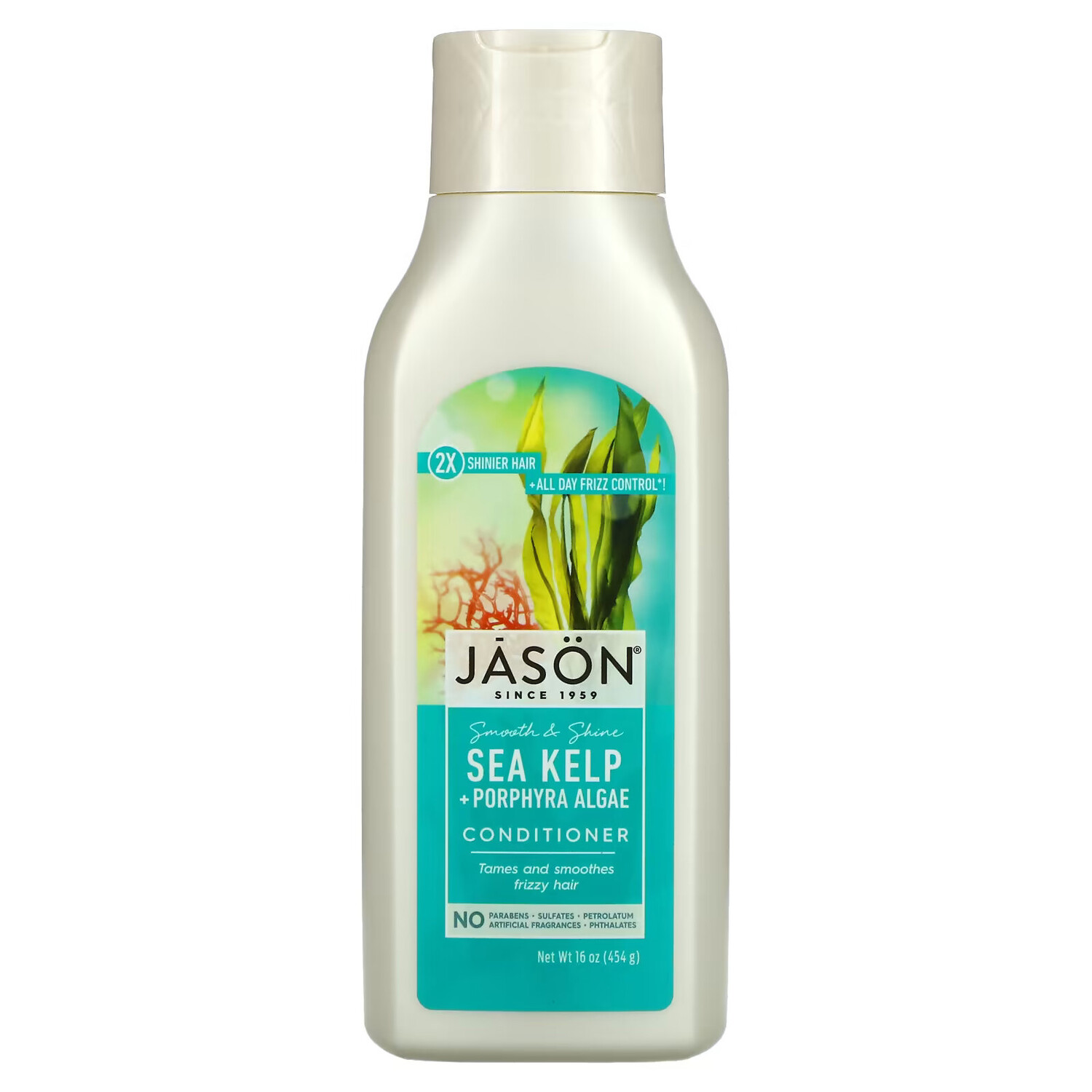 

Jason Natural, Кондиционер для гладкости и блеска, морские водоросли + порфира, 454 г (16 унций)
