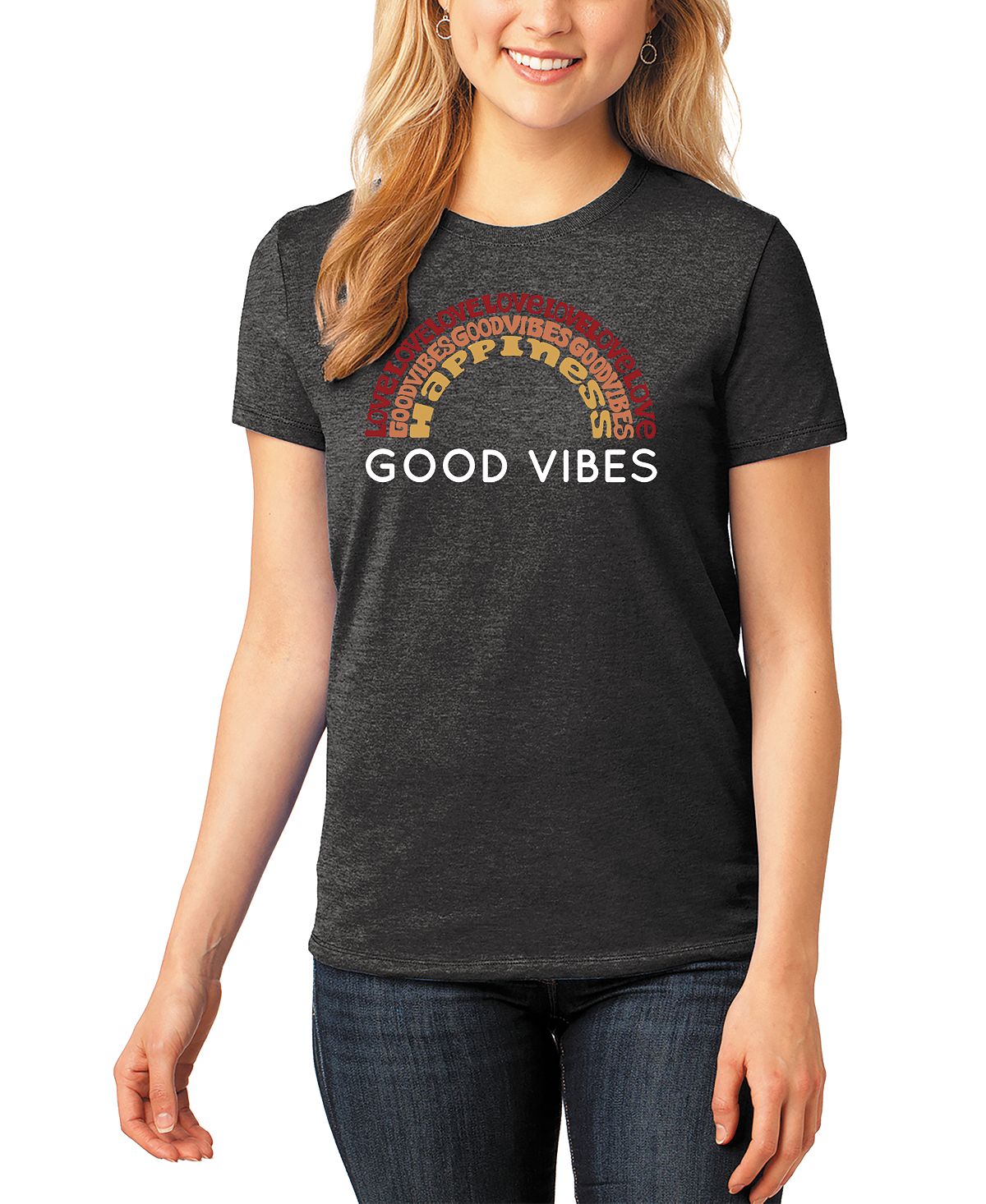 Женская футболка word art good vibes LA Pop Art, черный