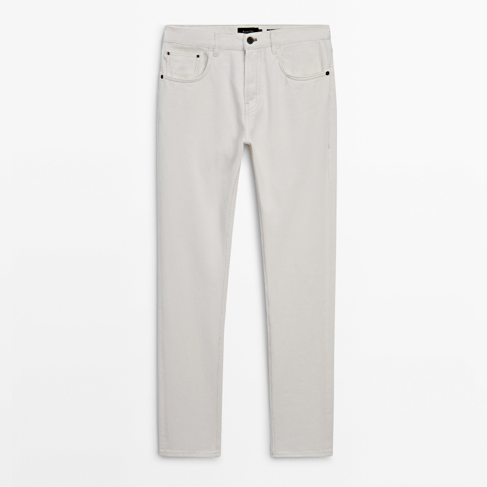 цена Джинсы Massimo Dutti Tapered Fit Selvedge Jeans, кремовый