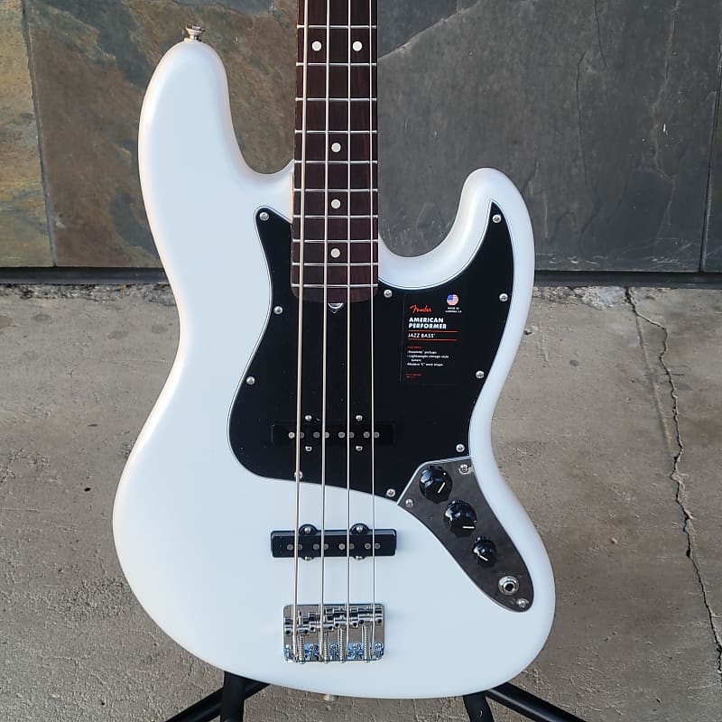 Fender American Performer Jazz Bass, накладка на гриф из палисандра, арктический белый 0198610380 - фото