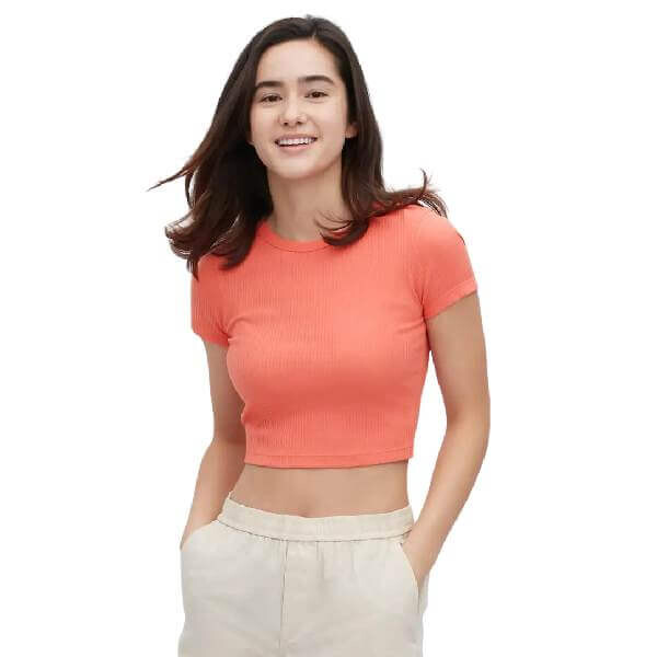 

Футболка Uniqlo Cropped Crew Neck Short Sleeved, оранжевый