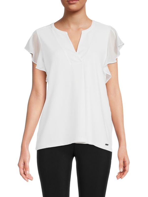 

Топ Calvin Klein с развевающимися рукавами, soft white