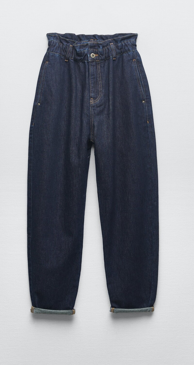 

Джинсы Zara Z1975 High-waist Baggy Paperbag, темно-синий