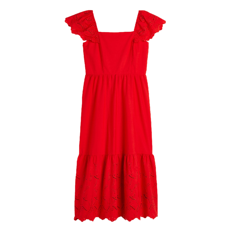 Платье H&M Eyelet Embroidery, красный платье из хлопка с вышивкой рукава с воланами 9 мес 71 см синий