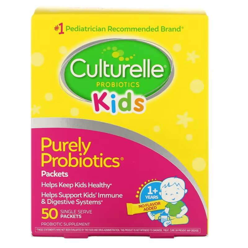 Детский пробиотик Culturelle, 50 пакетиков culturelle kids пробиотик клетчатка для детей от 1 года без вкусовых добавок 60 порционных пакетов