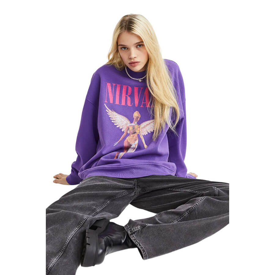 Свитшот H&M Oversized Printed Nirvana, фиолетовый – купить с доставкой  из-за рубежа через платформу «CDEK.Shopping»