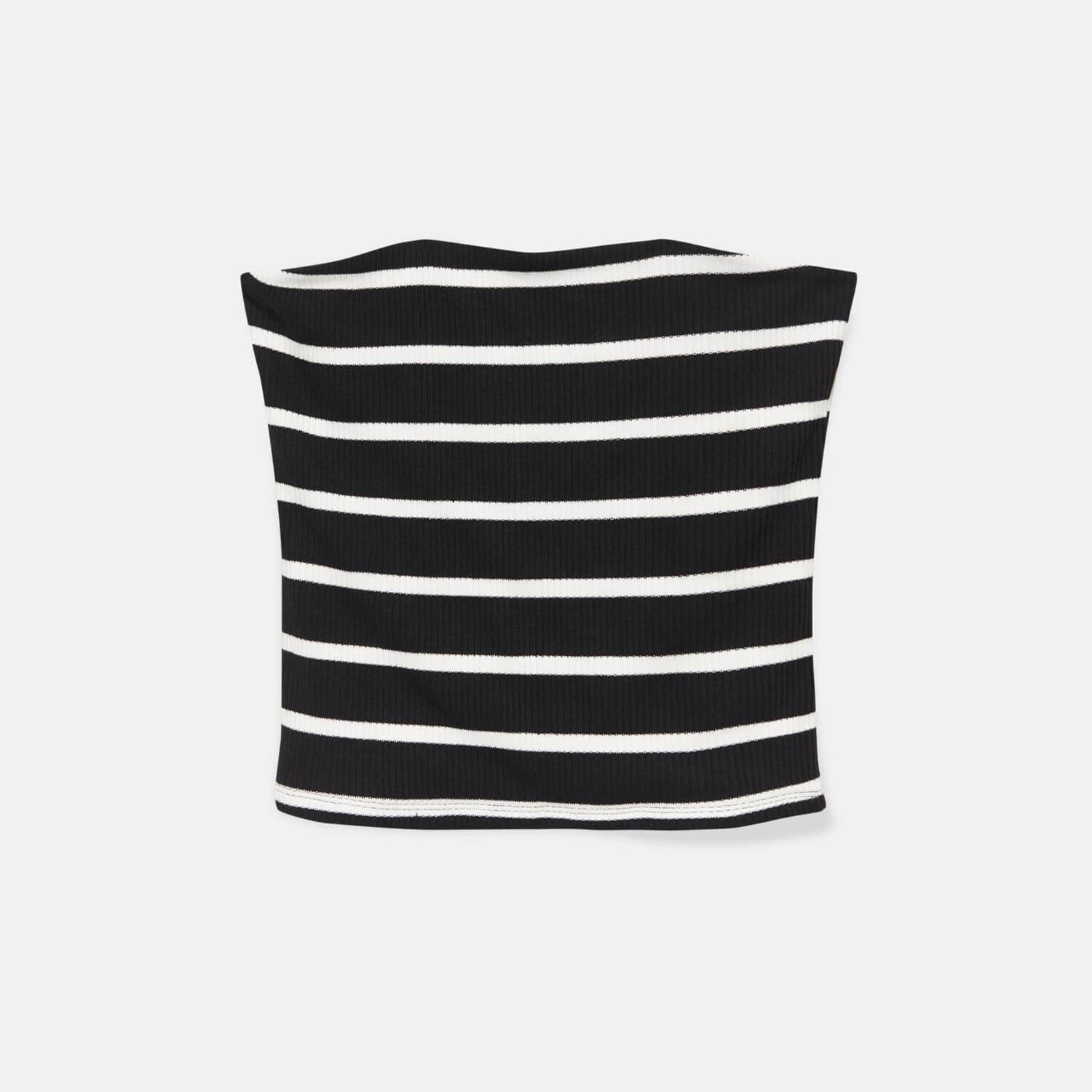 

Топ Pull&Bear Striped Ribbed Bandeau, черный/кремовый