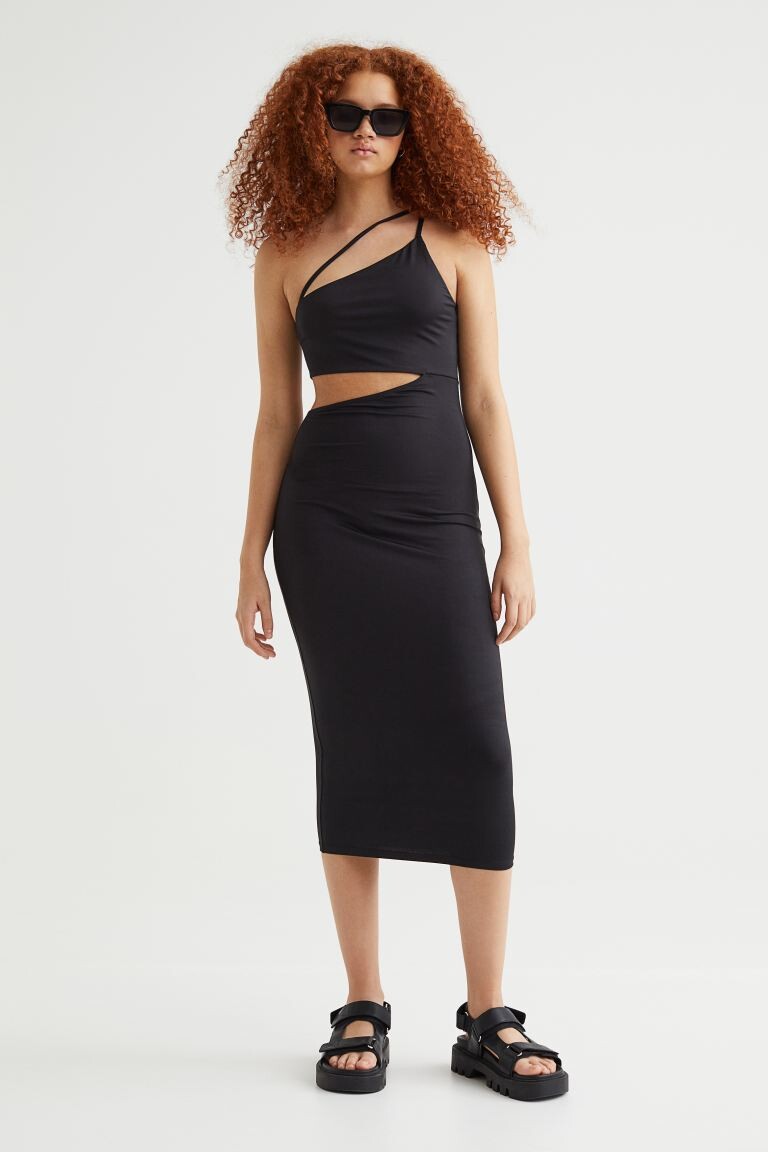 

Платье на одно плечо H&M, черный