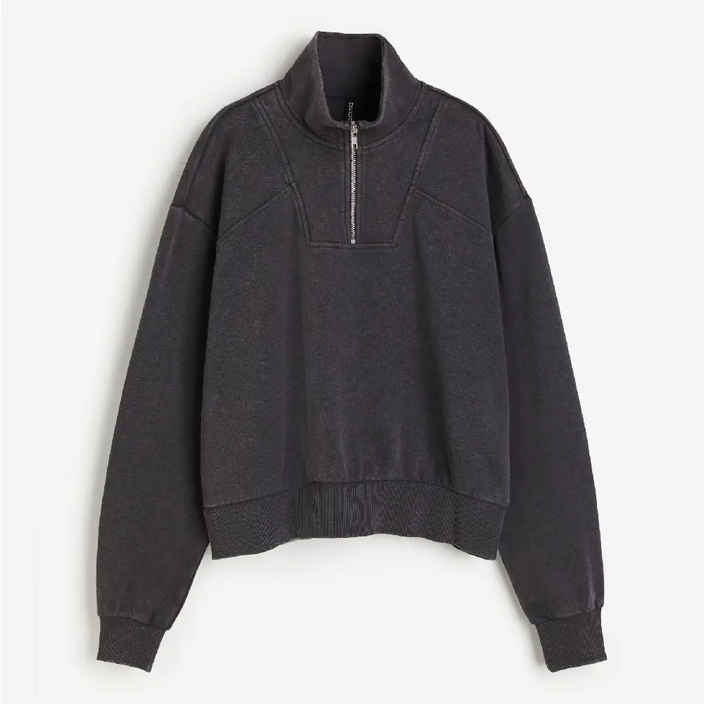 

Свитшот H&M Oversized Half-zip, темно-серый