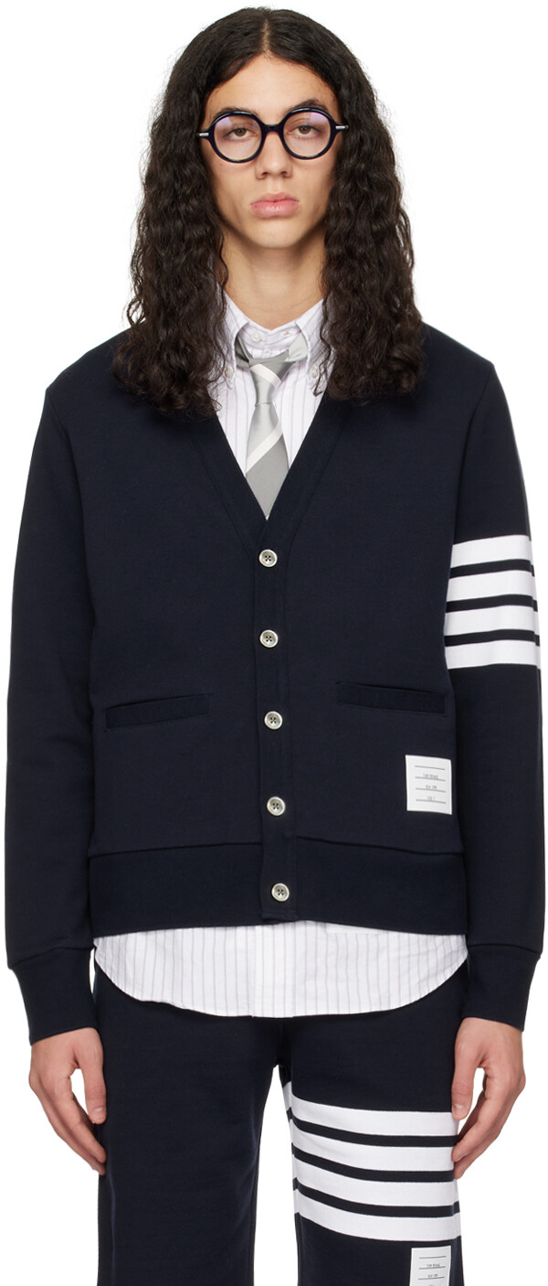 

Темно-синий кардиган с 4 полосами Thom Browne