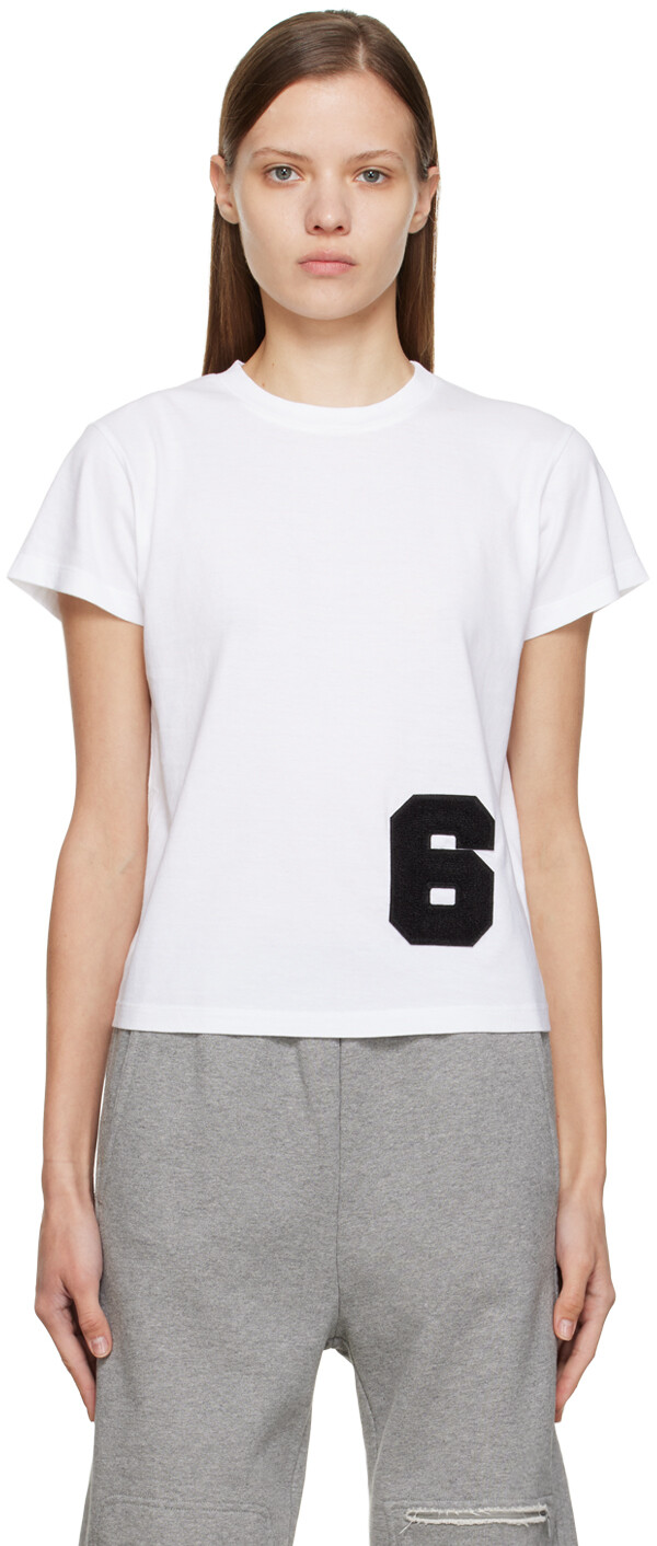 

Белая футболка с нашивками MM6 Maison Margiela