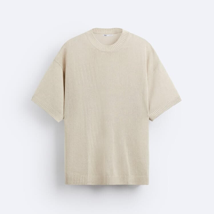 

Футболка Zara Linen - Viscose Knit, бежевый