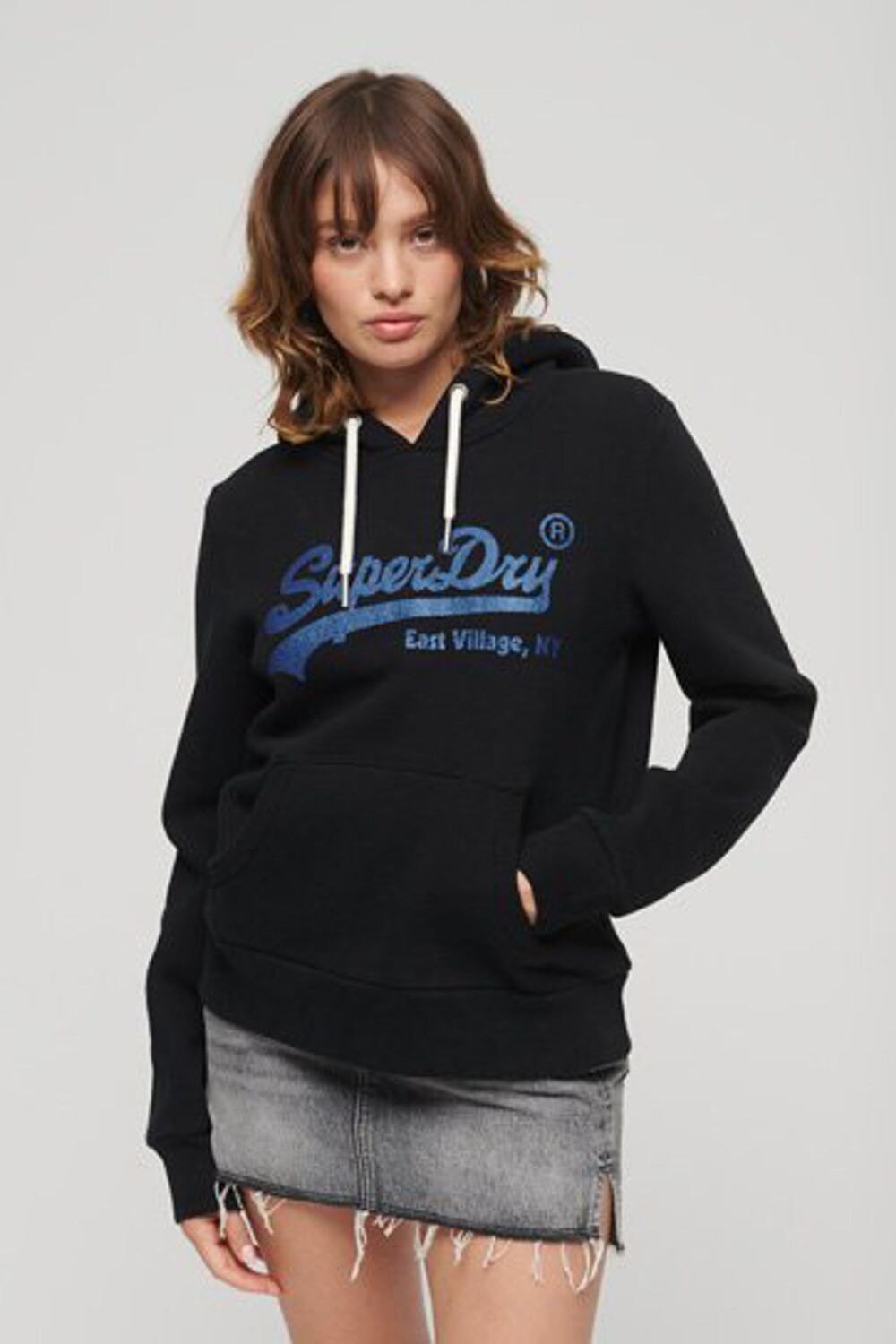 

Худи с винтажным логотипом Superdry, черный